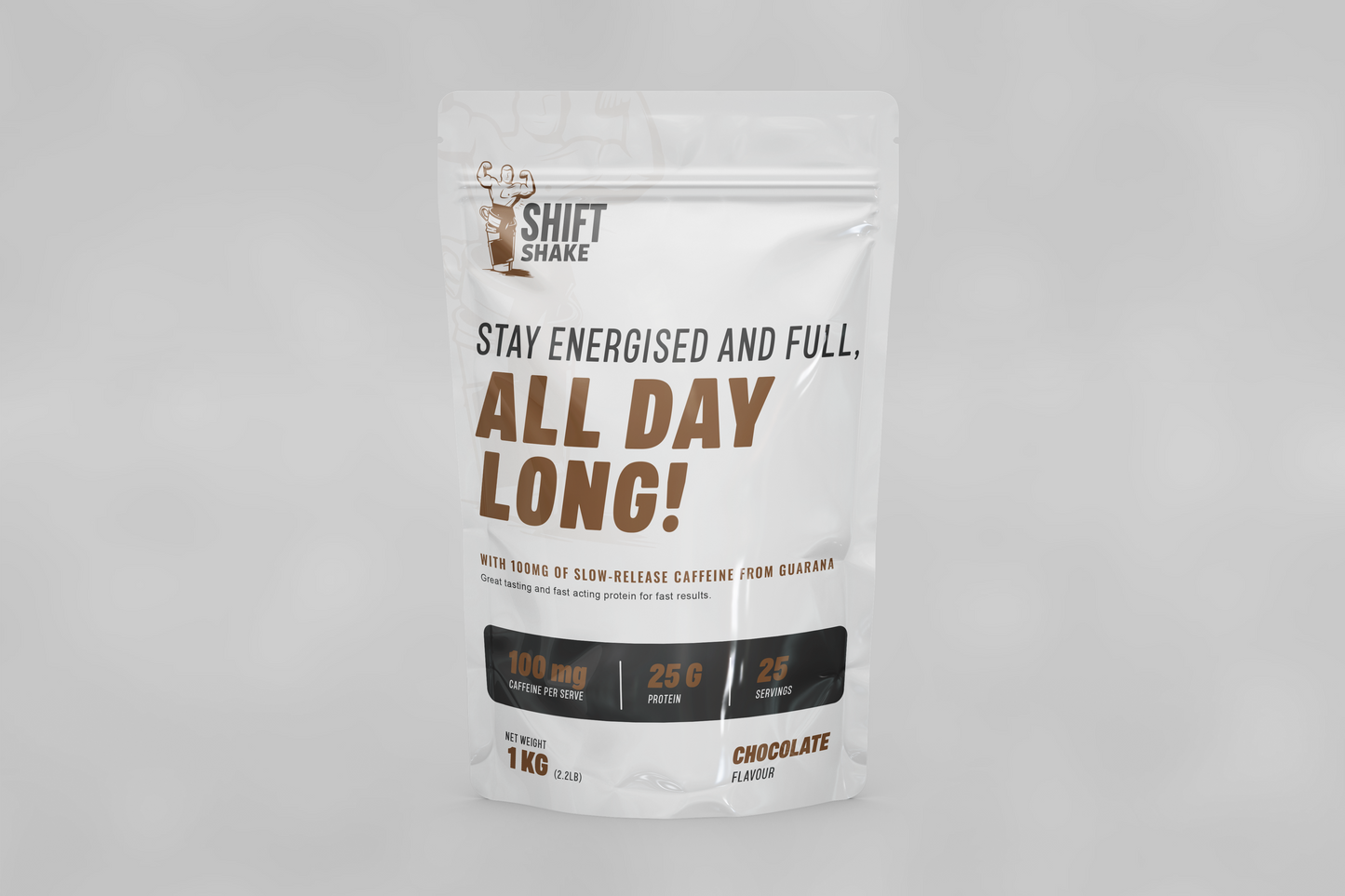 High-Protein Meal Replacement Shake with Slow-Release Caffeine.